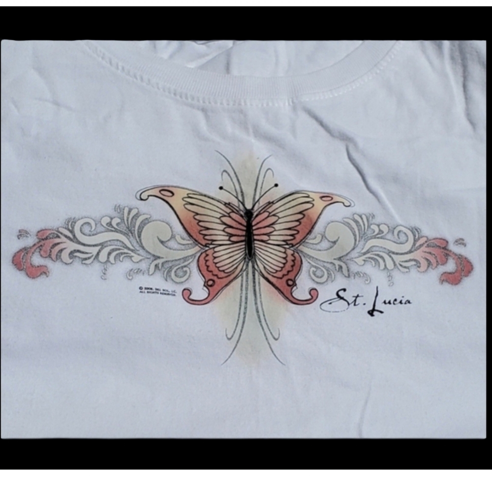 Del Sol ladies sun changing butterfly t-shirt 🦋  sz L  White